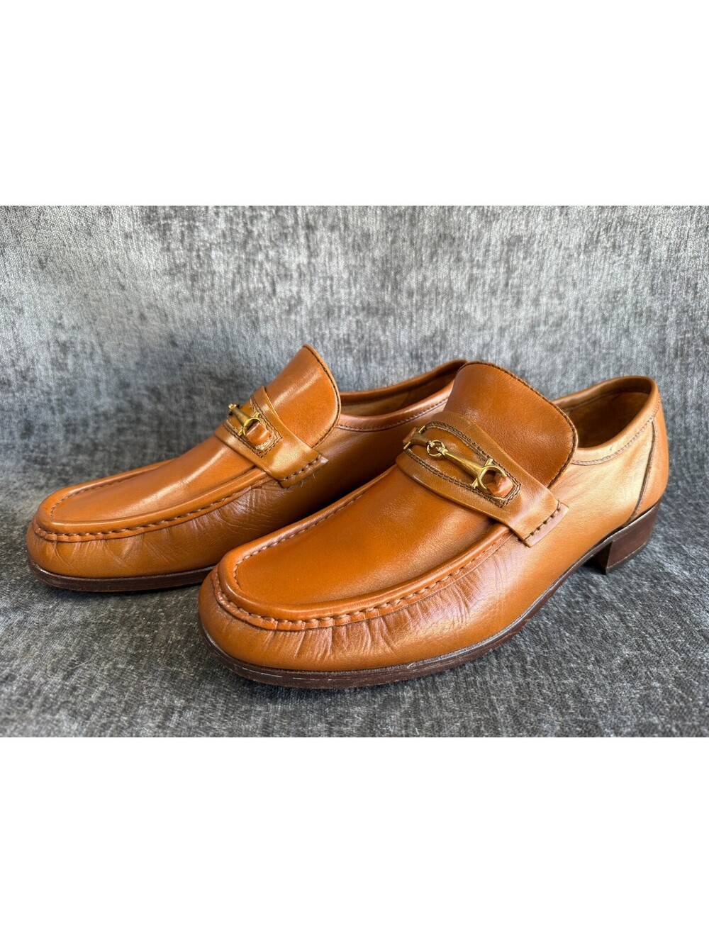 VTG Mens Sz 8.5 D Whitehall Light Brown Casual Leather Bit Loafers Shoes